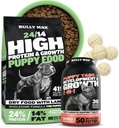 Bully Max 24/14 High Protein Puppy Food (5lbs.) och Puppy Vitamins (30 tuggbara flikar) för utveckling & tillväxt Bundle - Muskel, immun, ben & Digestive Support i små och stora rasvalpar