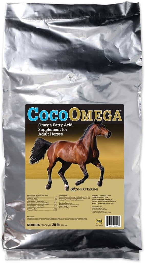 Thông minh Equine CocoOmega Granular ngựa trợ cấp cho da, Hoof, & Coat Health  tôm Omega-3 Fatty acid 30 LB
