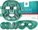 Medi Grade Cooling Ice Face Mask og Cooling Eye Mask til Puffy Eyes & Migraine Relief - Selvomsorgsfuld ansigt Ice Pack med ChillGel Face Ice Mask Technology - Cooling Face Mask, Eye Pads og taske