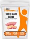 BulkSupplements.com Wild Yam Extract Powder - Errokoa, Herbal osagarria, Wild Yam osagarria - Gluten Free, 400mg zerbitzari bakoitzeko, 250g (8,8 oz) (1eko paketea)