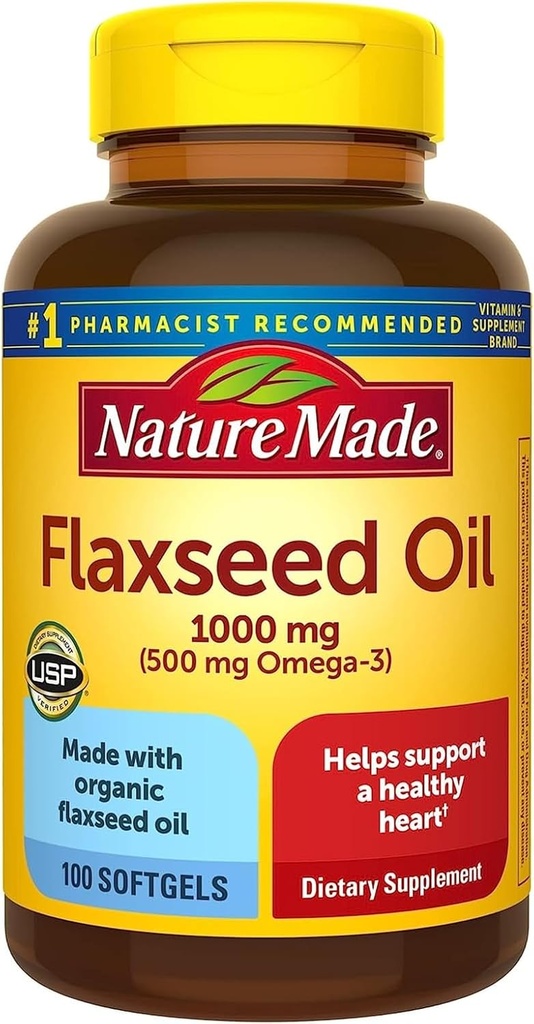 Nature Made Flaxseed Oil 1000mg, 100 Liquid Softgels (verpakking van 4)