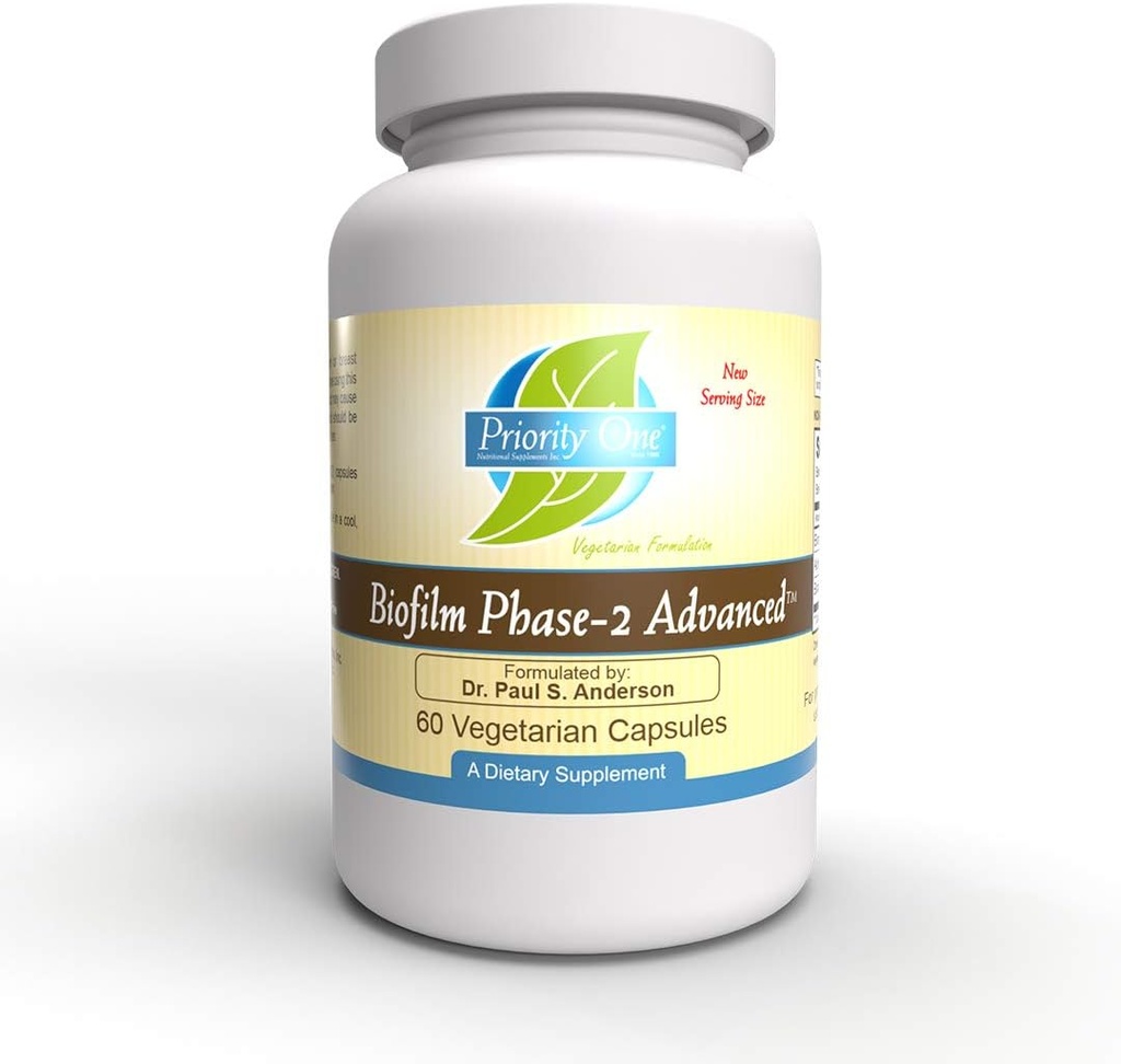 Priority One Vitamin Biofilm Phase-2 Advanced 60 Vegetarian Capsules Exclusive Formulated by: Dr. Paul S. Anderson - Disruption of Advanced biofiles *