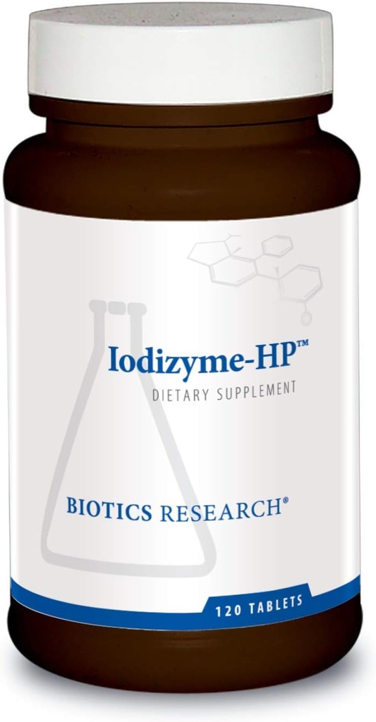 Biotics Research Iodizyme HP-jod, sköldkörtelstöd, cellulär metabolism, främjar energi, stöder metabolisk funktion, T3, T4, TSH 120 tabletter