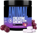 Animal Creatine Chews Tablets - Creatine Monohydrate hobetua AstraGin-ekin xurgapena hobetzeko, Sea Salt for Added Pumps, Delicious and Convenient Chewable Tablets - Grape