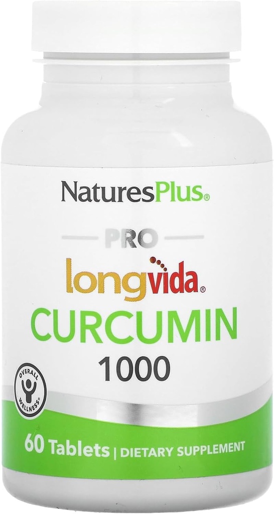 NaturesPlus PRO Longvida Curcumin 1000 mg - 60 정제 - 건강한 무료 Radical Protection - Non-GMO, Vegan & Gluten 무료 - 60 서빙