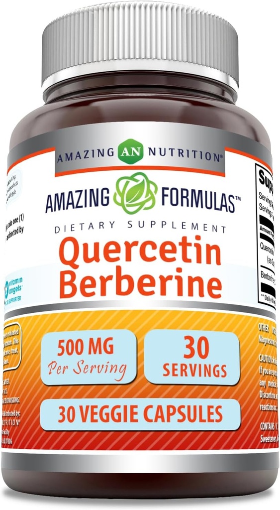 פורמולה מדהימה Quercetin Berberine | 250 Mg Berberine ו-250 Mg Quercetin | Veggie קפסולות תוסף | Non-GMO | Gluten Free | Made in USA (30 Count)