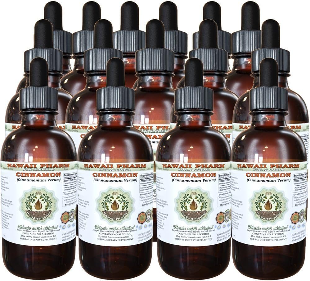 Cinnamon Alcohol- Free Liquid Extract, Cinnamolum (Cinnamomum Verum) Darr Glycerite Hawaii Pharm Natural Herbal Suplemen 15x4 oz