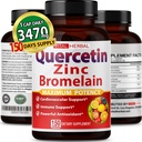Premium High Purity Quercetin 98% with Bromelain Capsules for Maximum Potency with Green Tea Ashwagandha - Supports Overall Health Strength Energy - 90 Days Supply