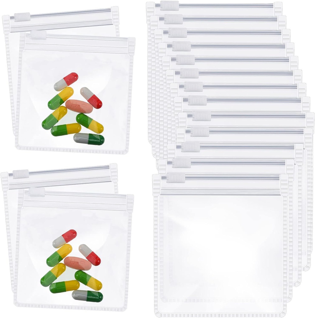 Zonon Pill Pouch Çanta Fırçalanmış Reusable Pill Baggies Clear Plastik Çanta Öz Dövlət Travel Medicine Cod Liver Oil, və Kiçik Məhsullar (12 Pieces) üçün Slide Lock ilə birlikdə saxlamaq