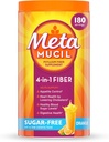 Metamucil 4-in-1 Psyllium Husk 섬유 보충교재, 설탕 자유로운, 180 Teaspoons, 식물 근거한 Psyllium Husk 섬유로 한 소화 건강을 위한 주황색 풍미가 있는, 매일 섬유 분말