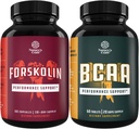 Bundle of Natural Pre Workout Forskolin Supplement and Branch Chain Amino Acids Supplement - Природні енергії Booster і тренування добавки - Vegan BCAA капсули після тренування м'язів відновлення