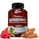 NutriFlair Premium Berberine HCL 1200mg, 120 Capsules - Plus Pure True Ceylon Cinnamon, Berberine HCI Root Supplements Pills - Immune System - Made in USA