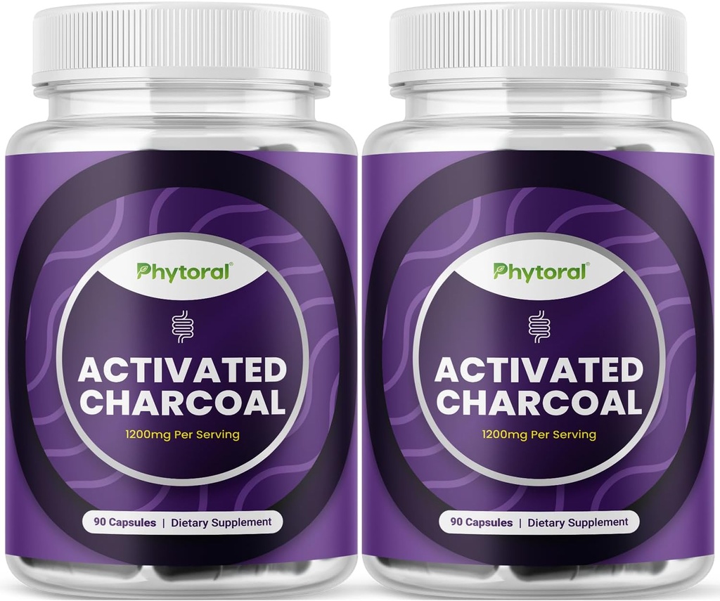 Exulted Charcoal Pils Detox i netes - Purificant Capsules de coco amb 1200 mg Per Serviting for Bloxing Help - Detoxificació activa suplementari per al cos & Gut Salut - 90 Compte - 2 paquet