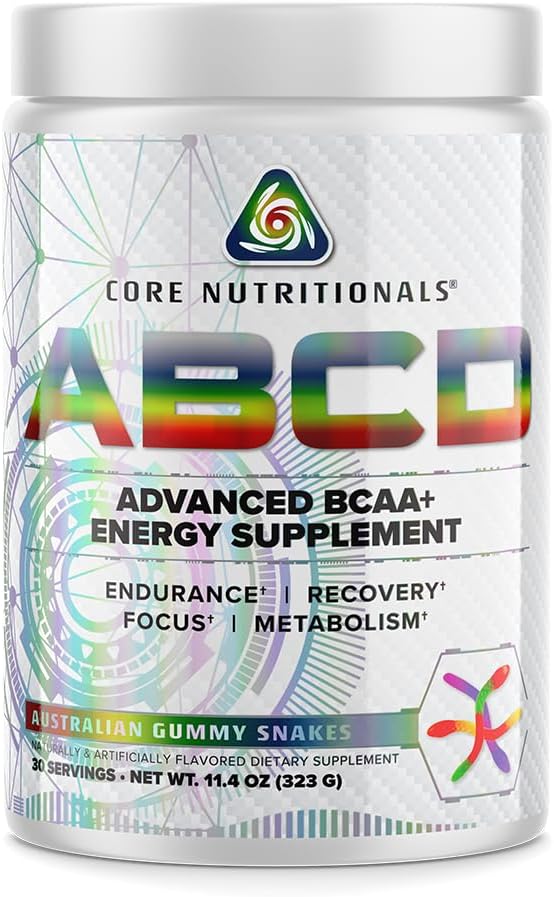 Core Nutritionals Platinum ABCD Advanced BCAA Energy Supplement, Improves Endurance, Recovery, and Focus 30 Servings (Australian Gummy Snakes)