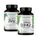 EMERALD LABS Vitamin D3+K2 (60 Caps) & Zinc 25mg (90 Caps) - Bone Health, Heart Support, Immune Support, Digestive Health, Oxidative Stress Support - Gluten-Free