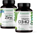 EMERLD LABS D3+K2 (60 Caps) & Zec 25mg (90 Caps) - Y tế xương, hỗ trợ trái tim, Hỗ trợ tim, Immune, Hỗ trợ sức khỏe, căng thẳng Obuten- Free