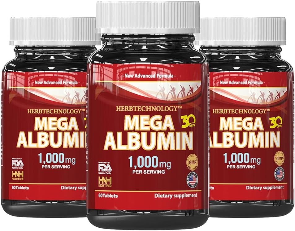 Dr.K&C HNHusa Mega Albumin Protein 1000mg 180 Tabletter Sunn Nyre leverfunksjon helse generell helse støtte energi livsbalanse Supplement 60tabs 3pk