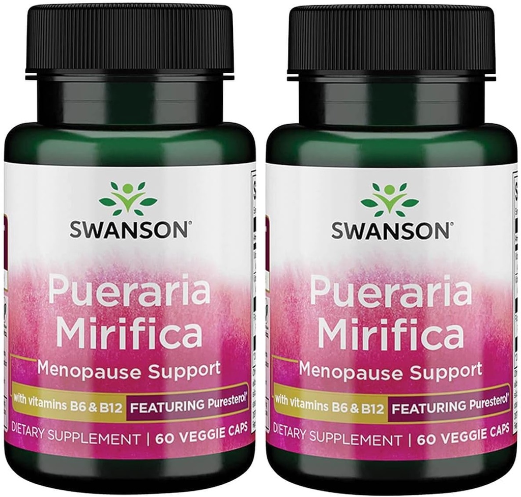 Swanson Pueraria Mirifica B6 'és' B12 - A Puresterin 60 Veg Caps 2 csomaggal