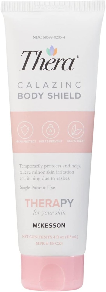 McKesson's Thera Calazinc Body Shield, Calamine with Zinc Cream -Skin Barrier Ointment for Eczema, Psoriasis, Diaper Rash - 4 oz. Tube, 1 Count