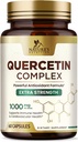 Quercetin 补充 1000 mg - 天然的,基于植物的对免疫,细胞,呼吸和季节变化的支持 - 来自Sophora Japonica的超强的Quercetin 二水合物 - 60 Veggie Capsules