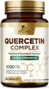 Quercetin Dihydrate 1000mg per Serving - Premium Plant-Based Bioflavonoids - Extra Strength Antioxidant Immune & Respiratory Health Support - High Absorption Quercetin Dihydrate - 60 Veggie Capsules
