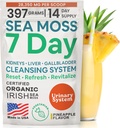 Atlantic Naturals Sea Moss 7 Day Detox Liver, Gallbladder & Kidney Cleanse - Dandelion Root, Milk Thistle, Burdock Root, Red Clover, Chanca Piedra - Pineapple Flavor Drink Mix (14 oz)