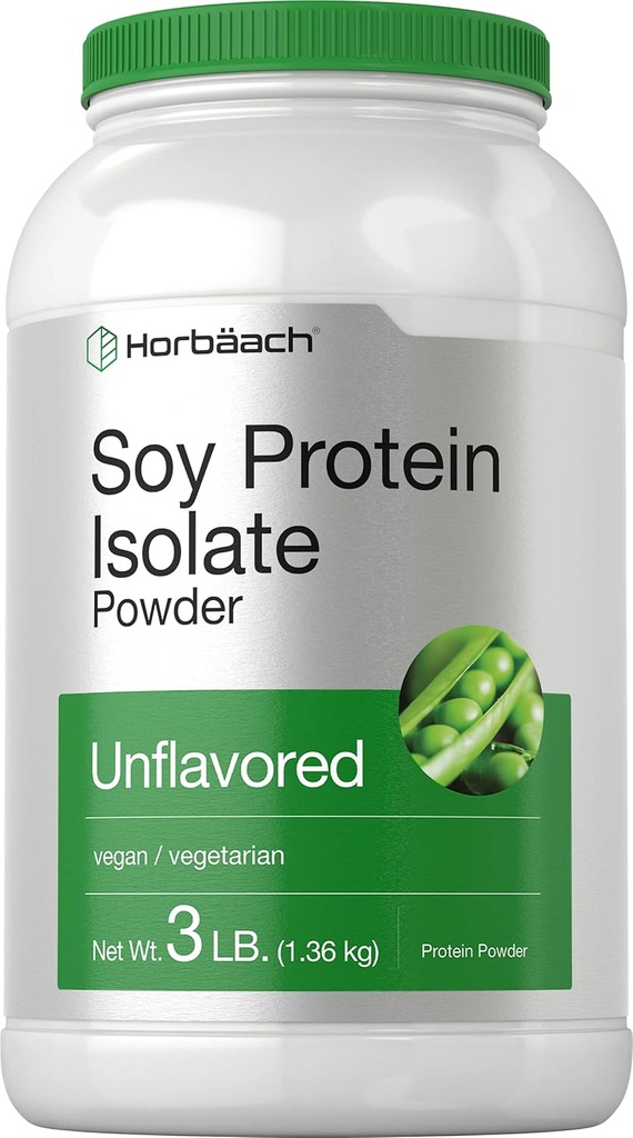 Horbaach Soy Protein izolát prášek 124; 3 LB 124; Neochucené 124; pro ženy a muže 124; Vegetarian, Vegan, Non- GMO, a gluten zdarma