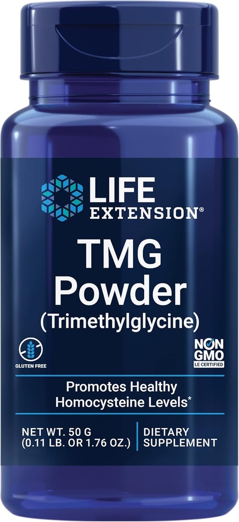 Phần mở rộng TMG Powder – Trimethlycine – Giúp duy trì mức supercysteine bình thường, Heart Health – Gluten- Free, Non-GMO, Vegetarian – Net Wt. 50 g (0.11 l. hoặc 1.76 l).