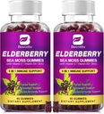 (2 Pack Elderberry Gummies & Irish Sea Moss, Organic Sambucus Elderberry Gummy with Seamoss, Zinc, Vitamin C, D3, Multivitamin Elderberry Vitamins - Sugar-Free