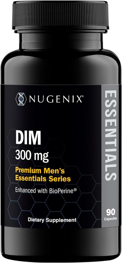 Nugenix Essentials DIM Supplement 305 mg Diindolylmetan & BioPerine för hormonbalans, 90 kapslar
