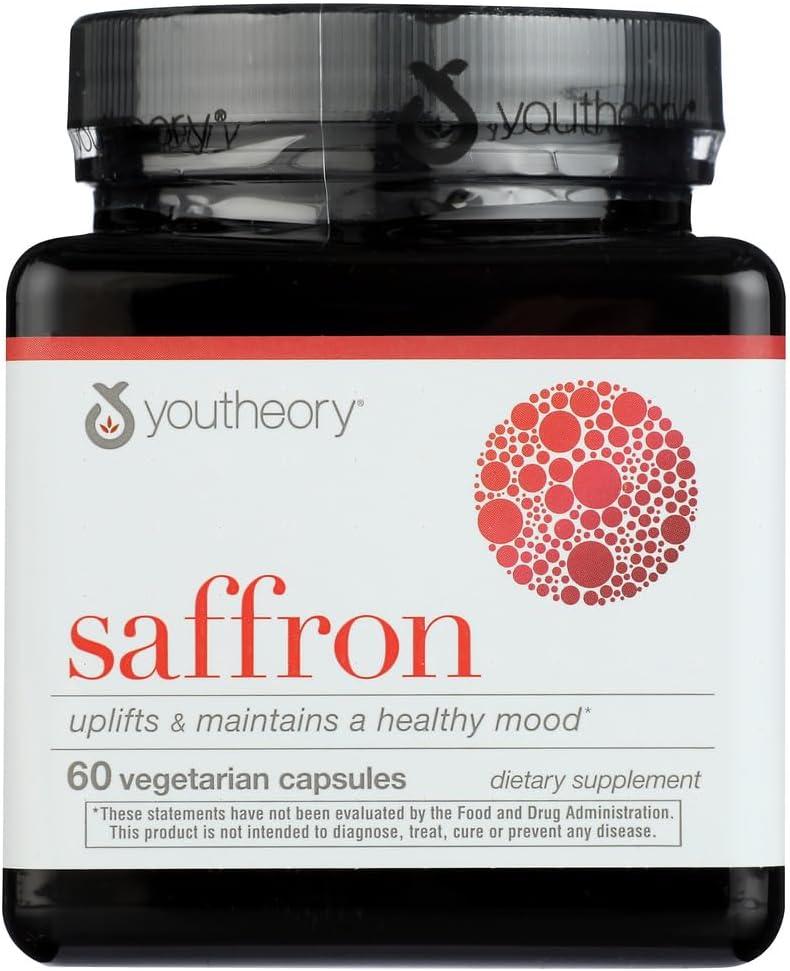 Youtheory Saffron Advanced Dietary Supplement, Elevates Mood & Mental Focus, 60 Capsules