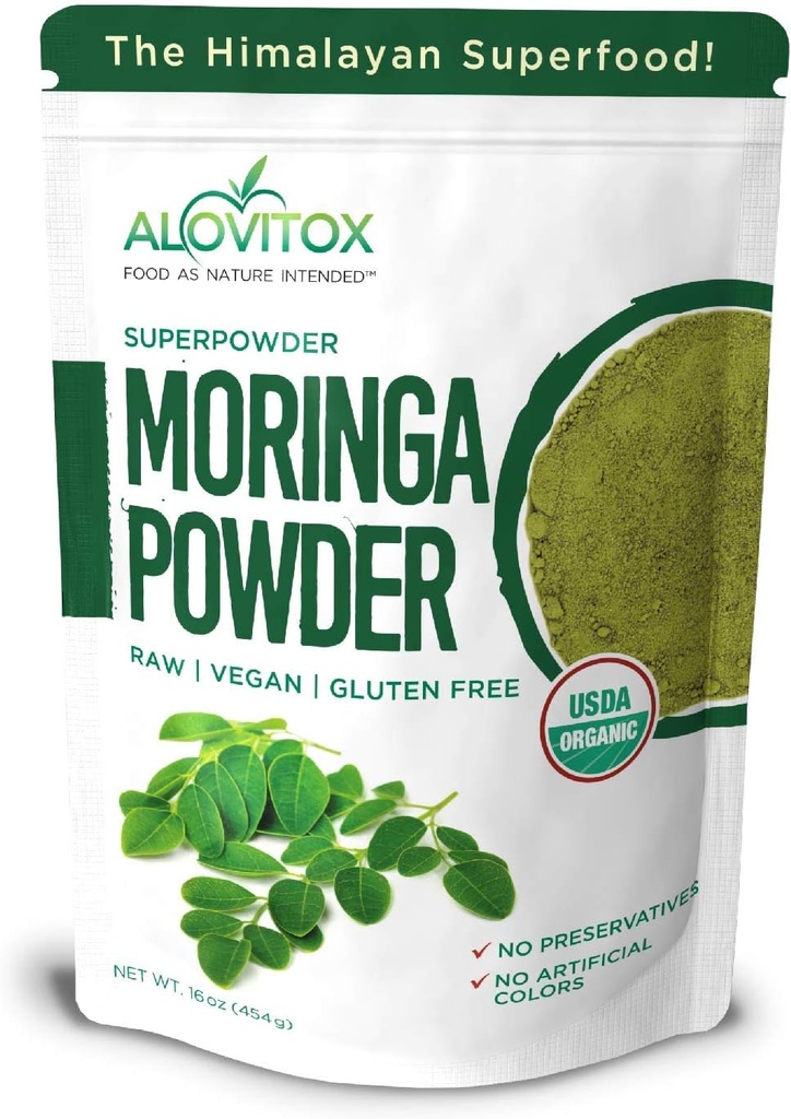 Chất hữu cơ Moringa Oleifera Powder 16 oz oz thực vật proteins, Amino acids, Antioxidt và vitamins - E tiếp năng lượng Drumstick Powder Powder, USDADA, Non-GMO, Vegan, Kosher