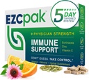 EZC Pak 5 dienų tamprės imuninis palaikymo stiprintuvas - Vitamino imuninės paramos papildas, Echinacea, Cinko vitamino C, vitaminų imuninės sistemos paramos, Imuniniai stiprintuvai suaugusiems - Imuninė parama vitaminai
