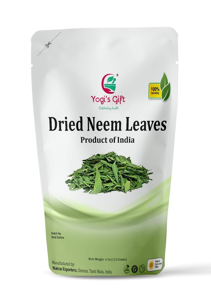 Yogi's Gift | Organic Dried Neem deixa 4 oz | 100% detox té (aprox. 1800 Whole Leaves) | Produto da India | Azadirachta Indica Leaf | Margosa follas | Non-GMO, fontes éticas | Nim Tree