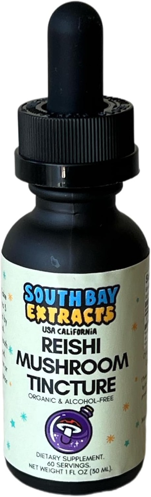 Reishi Mushroom Tincture Extract Liquid Drops - Stress Relief Relaxation Elixir - Alcohol Free - Vegan - Promote Calm Naturally - Non GMO Organic Mushroom Extract