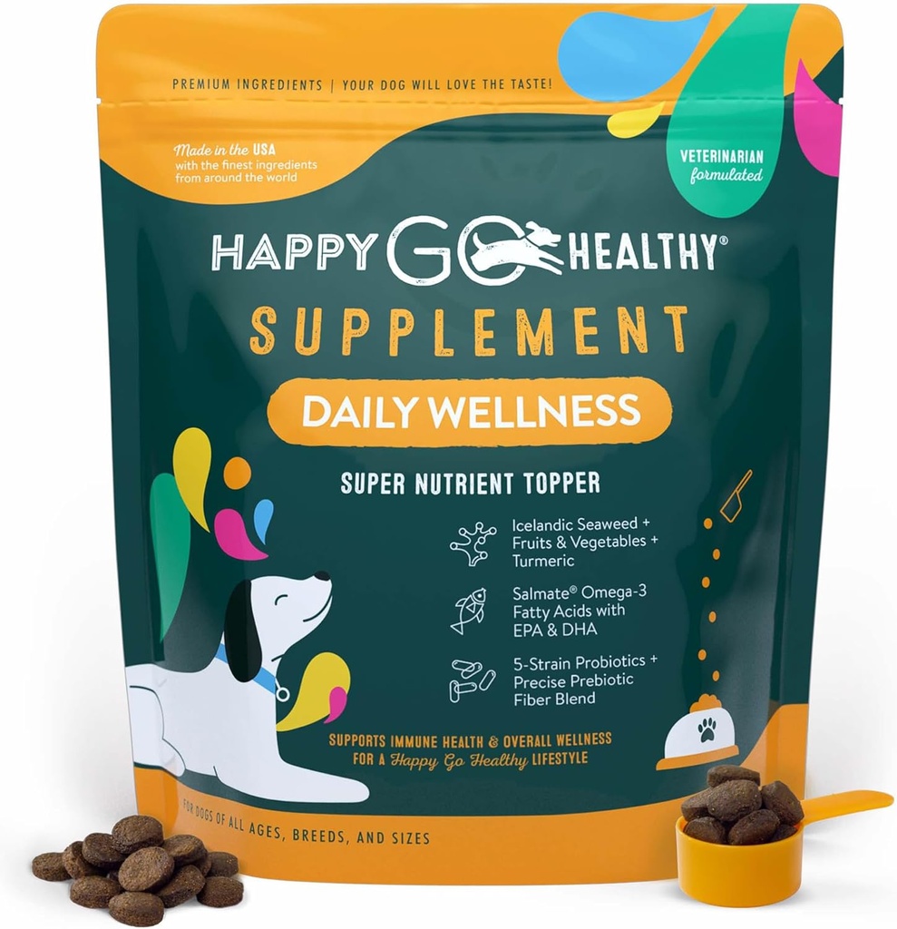 Keçmək üçün Daily Wellness Supplements / Fish Oil & Seaweed ilə Probiyotik və prebiotik Faydaları Sizin Dog Beaming bütün gün uzun tutmaq üçün qeyd etdiyiniz və Ölçülər - 120 Count