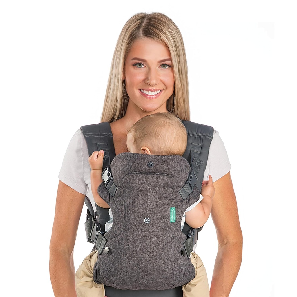Infantino Flip 4- in-1 Convertable Baby Carrier, Nastavitelné, Ergonomické nošení dětí, Registr Essential, Baby Carrier pro novorozence na Toddler, Gray