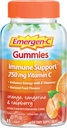 Emergen- C 750mg Vitamin C Gummie pro dospělé, Imunita Gummie s B vitamíny, gluten zdarma, pomeranč, tangerine a Malina Flavors - 45 Počet