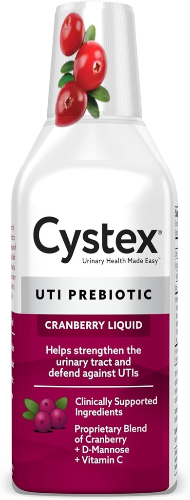 Cystex ITU Suporte e suplemento de saúde urinária - Açúcar sem cranberry Prebiótico com D-Mannose, vitamina C, & Bromelain para proteção e manutenção ITU - Fórmula líquida - 7.6 fl oz - (Pacote de 1)