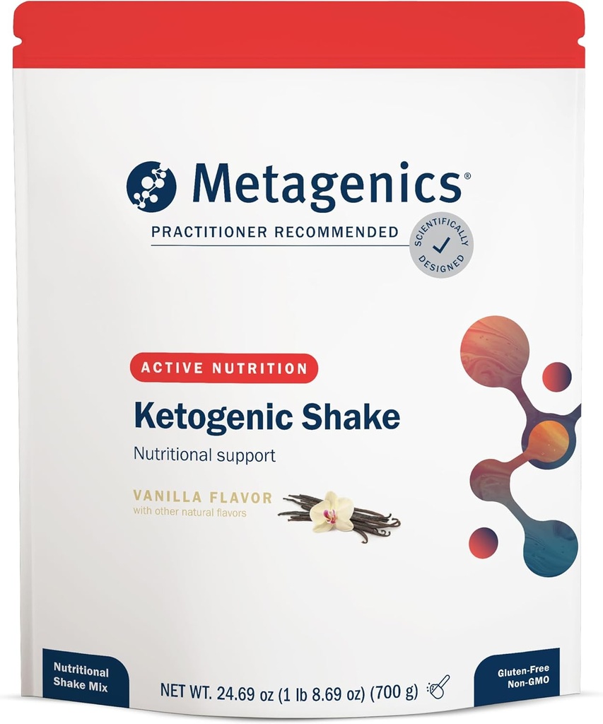 Metagenis Ketogen Shake - Ketogen Diet Protein Shake - 25 vitaminer og mineraler - med biotin, kalsium, jern og manganesisk - Ikke-GMO & Glutenfri - Vanilla - 14 porsjoner