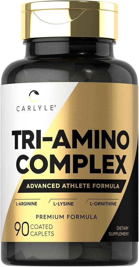 Carlyle Tri- Amino L-Arginine L- Ornitine L-Lysine suplementari 90 Caplets, Vegetarian, No-GMO, Free Guten