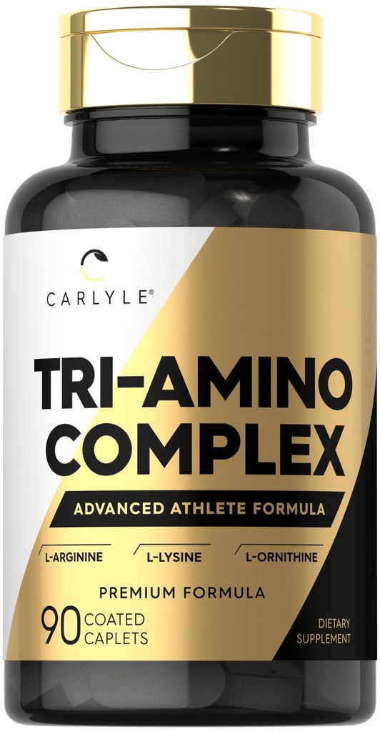 Carlyle Tri-Amino L-Arginine L-Ornithine L-Lysine Supplement | 90 Caplets | Vegetarian, Non-GMO, Gluten Free