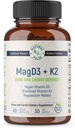 Magnesi Mallate + Vegan Vitamina D3 + Stabilitzada K2, Implementació suplementari per a l'Energia cel·lular, Cardio vascular, Imune i Metabolic for Warn, 90eggie Caps