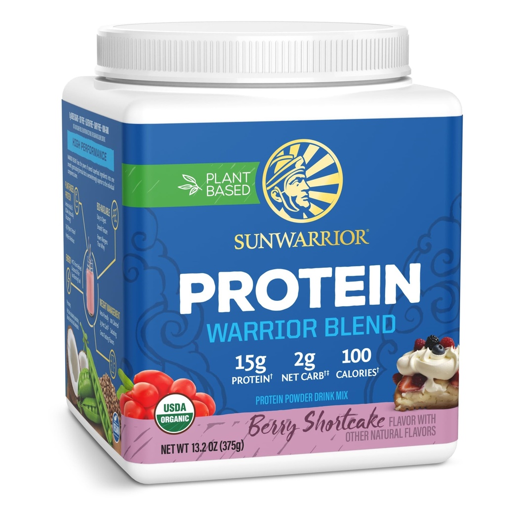 Sunwarrior - Warrior Blend, Plant Based, Raw Vegan Protein Powder with Peas & Hemp, Berry, 13.2 Ounce (Pack of 1)