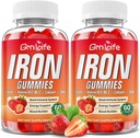 Iron Gummies for kvinner, menn og barn, sukker gratis jern Supplement med kalsium, sink, folat og vitamin B12, C, B6 - for blodbygging og energi støtte, anemi, jordbær, 120 greve