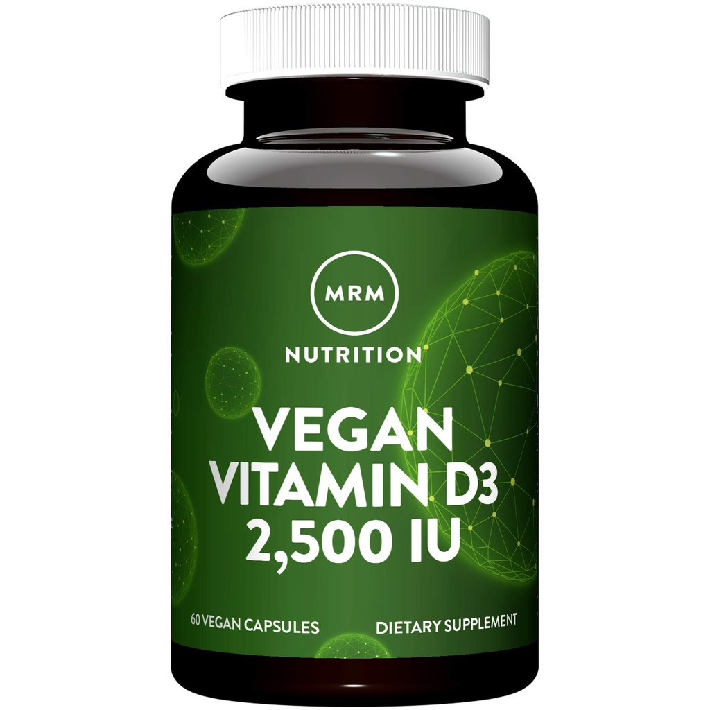 MRM Nutrition Vitamin D3 2,500 IU - For Women & Men - High Potency Pure Cholecalciferol from Lichen, Vegan Calcium Absorption Support for Bone & Immune Health Non‑GMO & Gluten‑Free - 60 Servings