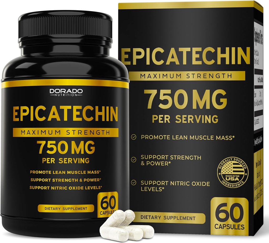 Epicatechin Access 750 mg Per Service - (60 Capsules) - Destekler Lean Muscle, Nitrik Oksit, Myostatin Inhibitor, Stamina, Endurance, Pump & Gains - Non-GMO & Vegan Supplement - (60 Count)