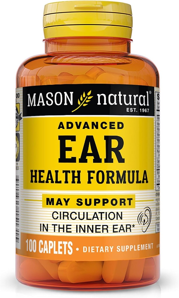 MASON NATURAL TETTL cao cấp, 33 ngày cung cấp, hỗ trợ vòng tròn bình thường trong "The Inner Ear & Ringing", 100 Caplets