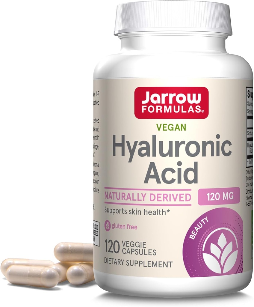Jarrow Formulas® Hyaluronic Acid 120 מ"ג, תוספת תזונתית, תמיכה בבריאות העור, 120 קפסולות Veggie, עד 60 יום אספקה