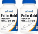 Nutricost Folic Acid (Vitamin B9) 1000 mcg, 240 капсули (2 бутилки)